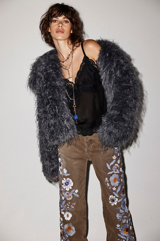 Moonlight Faux Fur Jacket by Free People in Grey, Size: M