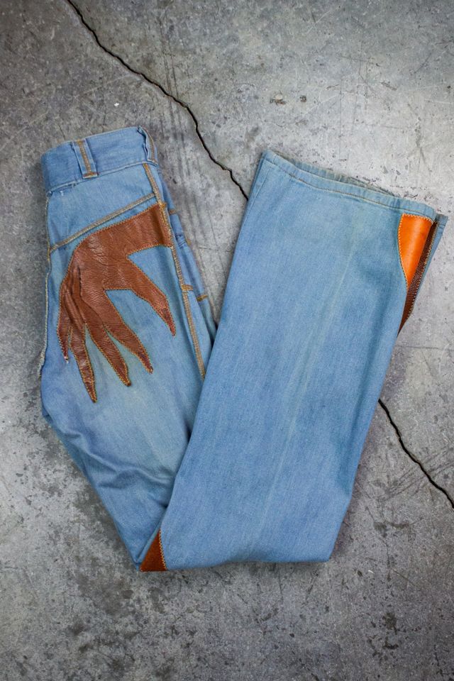 Vintage 70s Hand Print Denim Bell Bottoms Selected by Black Shag Vintage #3