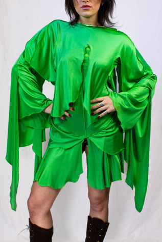 Vintage 70s Green Stage Dress Selected by Black Shag Vintage