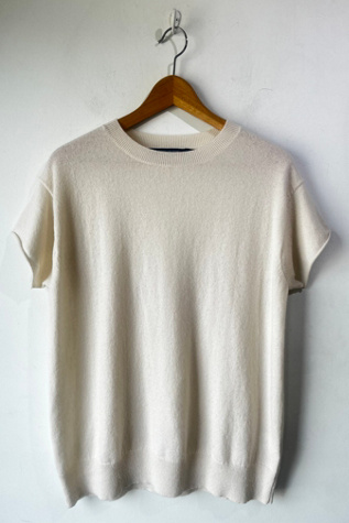 Sofie D'Hoore Cream Cashmere Short Sleeve Sweater Selected by The Curatorial Dept.