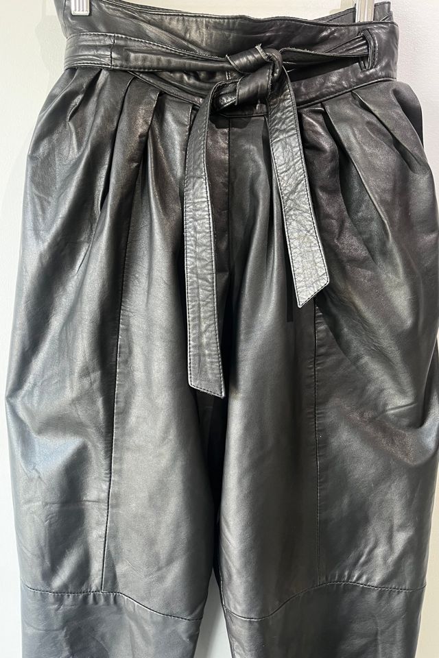 Vintage 1980s Black Pleated Leather Pants Selected by The Curatorial Dept. #1