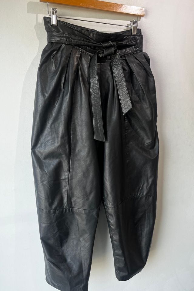 Vintage 1980s Black Pleated Leather Pants Selected by The Curatorial Dept. #2