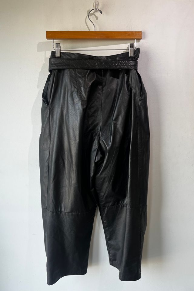Vintage 1980s Black Pleated Leather Pants Selected by The Curatorial Dept. #3