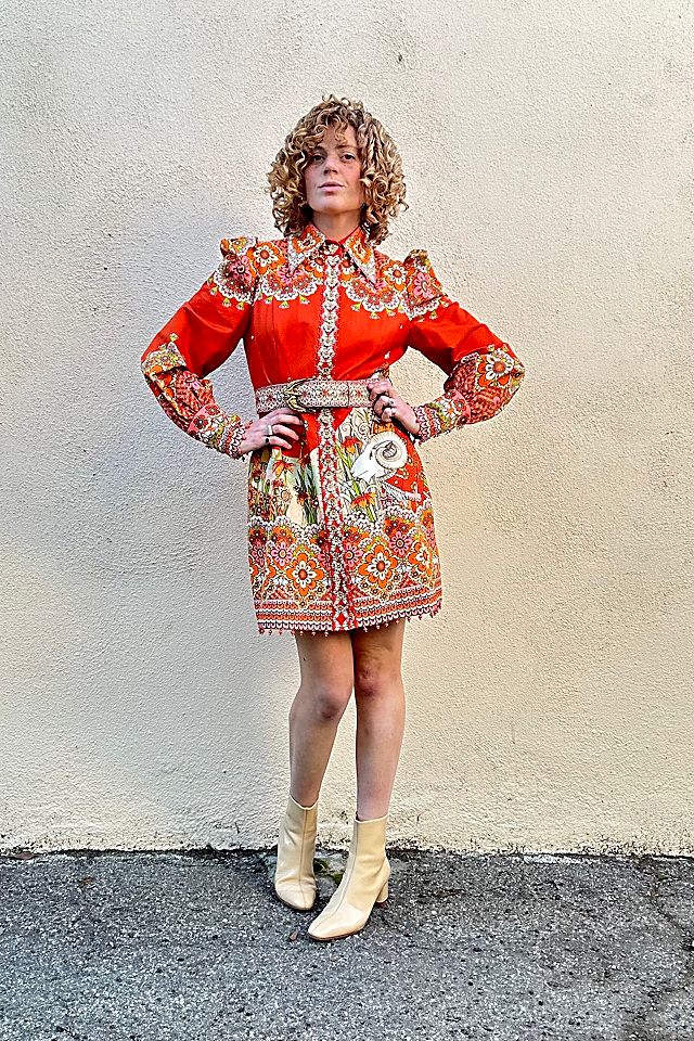 free people dress orange Love Again Mini in Whether you want to look stylish when walking across campus or comfortable when lounging at home Zimmerman Orange Embellished Aries Print
