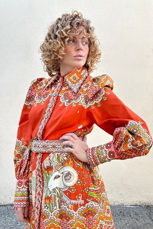 Zimmerman Orange Embellished Aries Print Dress Selected by The Curatorial Dept. #1