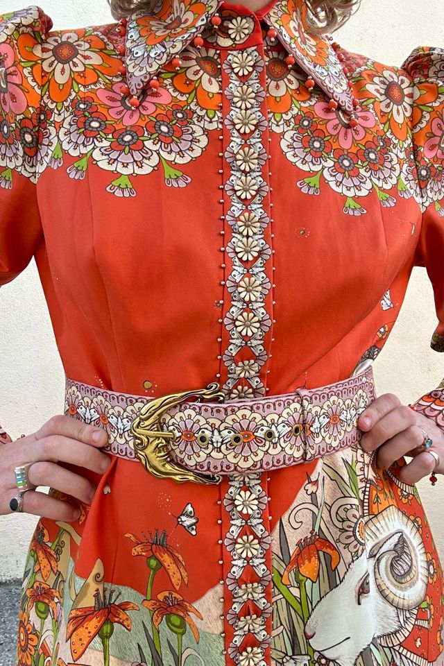 Zimmerman Orange Embellished Aries Print Dress Selected by The Curatorial Dept. #3