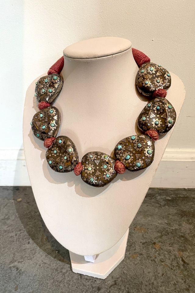 Silver and Turquoise Himalayan Woven Necklace Selected by The Curatorial Dept. #1