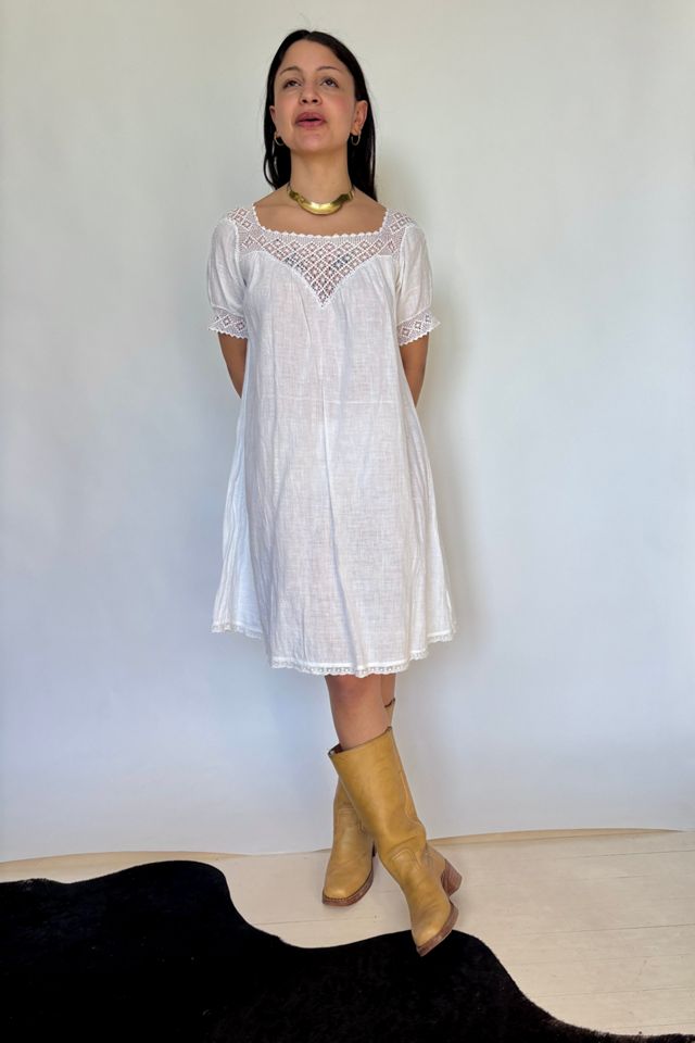 White Victorian Crochet Star Neckline Selected by Atlantic Vintage #1