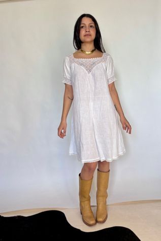 White Victorian Crochet Star Neckline Selected by Atlantic Vintage