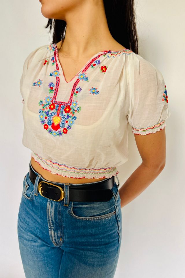 Vintage Hand Embroidered Peasant Top Selected by Atlantic Vintage #2