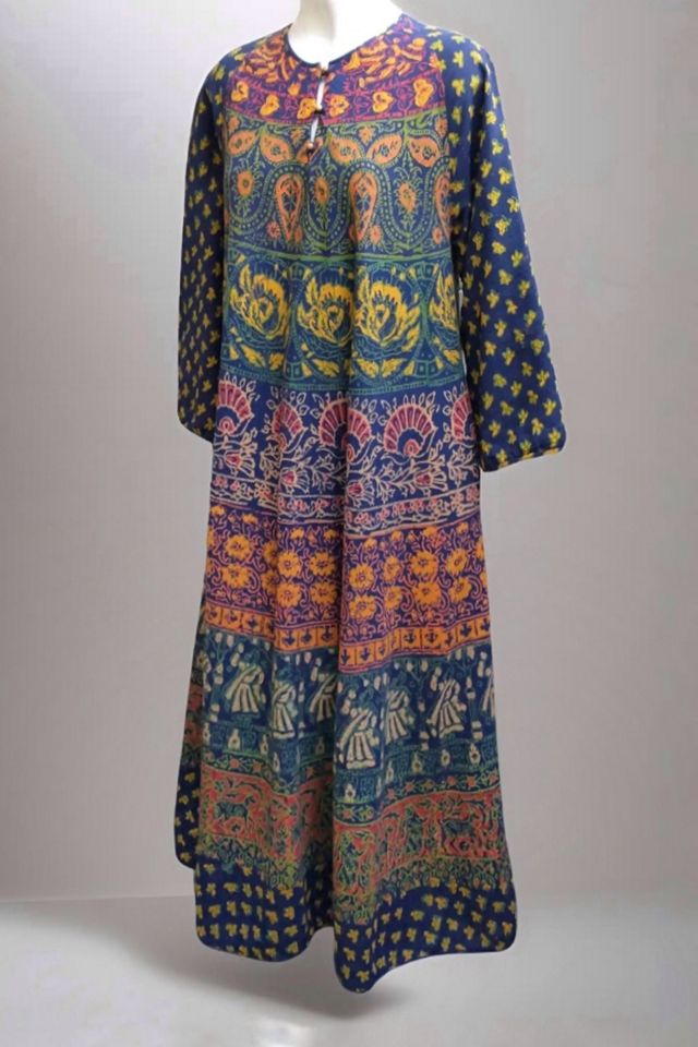 1970's India Block Print Midi Dress Selected by Garbage Soup #1