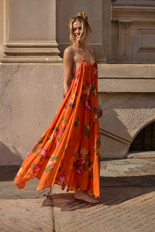 Flora Fabuloso Maxi Dress by Free People in Orange, Size: L