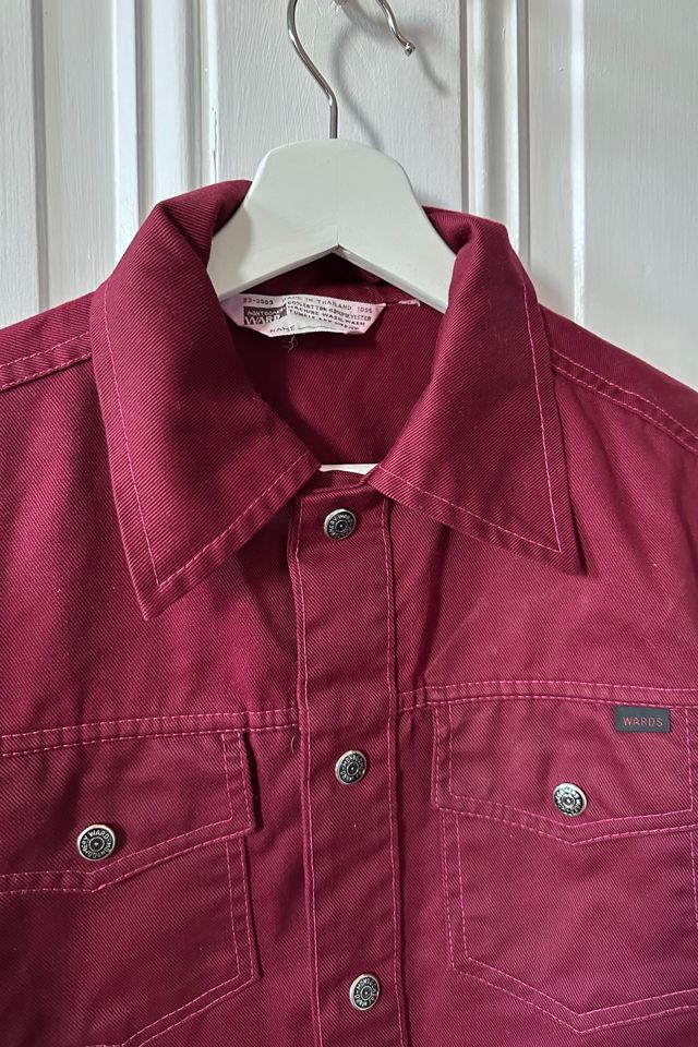 Vintage Burgundy Western Style Shirt Selected by KA.TL.AK #2