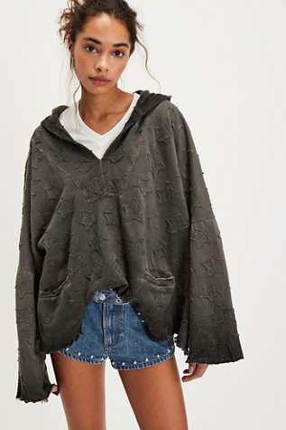 Magnolia Pearl Star Applique Fritza Hoodie at Free People in Black