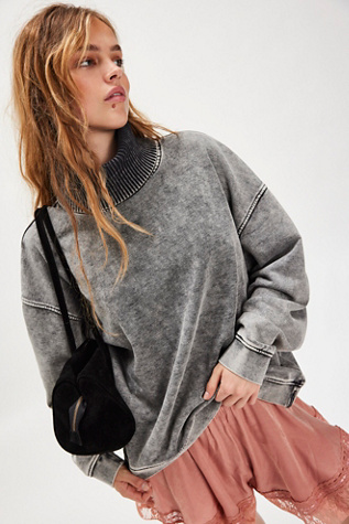 OneTeaspoon Fleece Roll-Neck Sweatshirt at Free People in Black, Size: S
