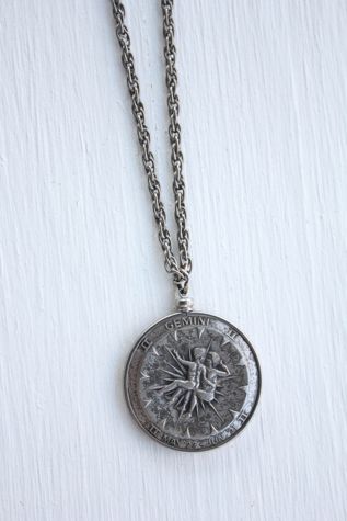 Vintage Gemini Zodiac Astrology Silver Necklace Selected By Moons + Junes Vintage
