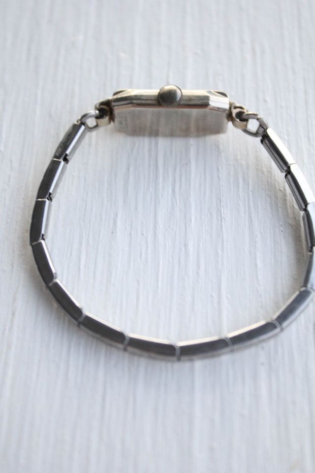 Vintage 14K White Gold Art Deco Diamond Stretchy Band Watch Selected By Moons + Junes Vintage #3