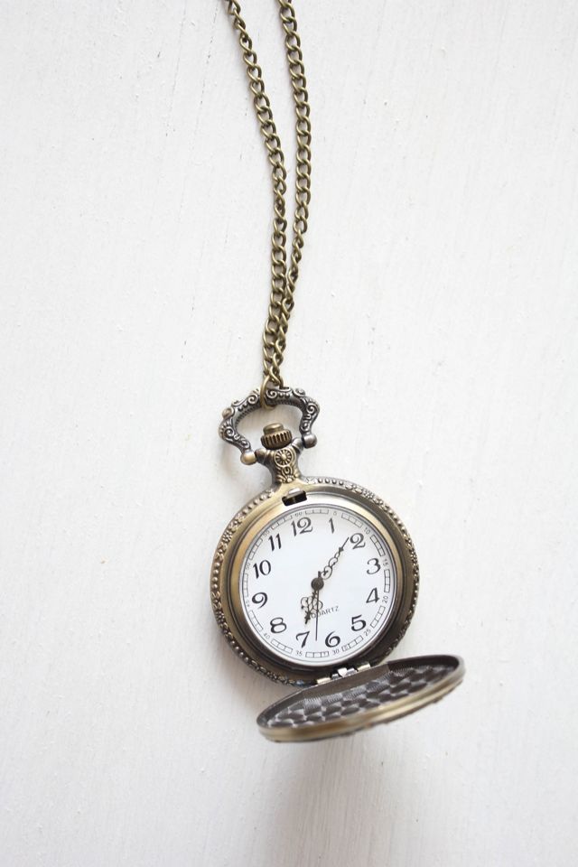 Vintage Wolf Pocket Watch Pendant Necklace Selected By Moons + Junes Vintage #1