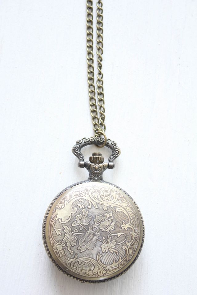 Vintage Wolf Pocket Watch Pendant Necklace Selected By Moons + Junes Vintage #3