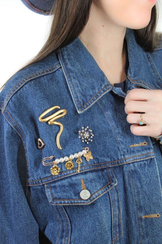 1980s Blue Jean Brooch Denim Jacket Selected By Moons + Junes Vintage #2