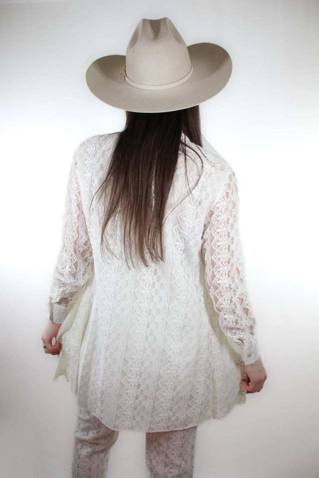 1960s White Lace Two Piece Dress Pant Suit Set Selected By Moons + Junes Vintage #3
