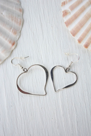 Upcycled Vintage Silver Heart Asymmetrical Earrings Selected By Moons + Junes Vintage