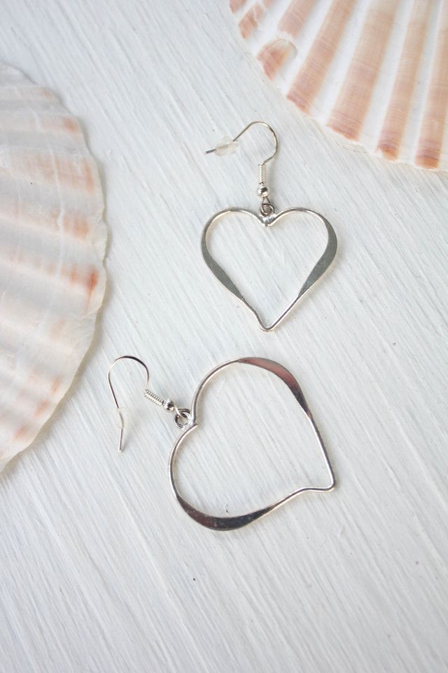 Upcycled Vintage Silver Heart Asymmetrical Earrings Selected By Moons + Junes Vintage #2