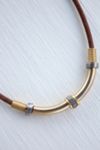 Vintage Brass Bolted Leather Upcycled Necklace Selected By Moons + Junes Vintage