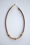 Vintage Brass Bolted Leather Upcycled Necklace Selected By Moons + Junes Vintage