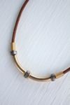 Vintage Brass Bolted Leather Upcycled Necklace Selected By Moons + Junes Vintage