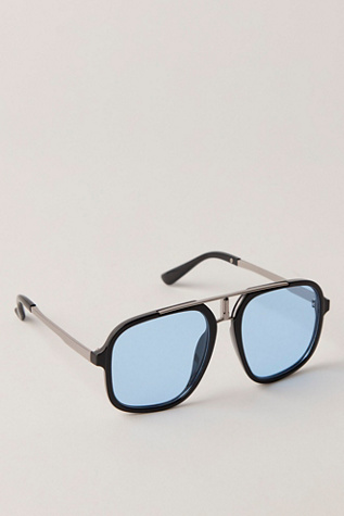 Женские солнцезащитные очки Free People Janis Detail Aviator Sunglasses, цвет: Чёрный / Синий — фото 4
