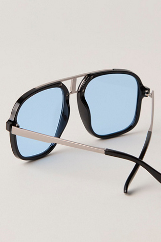 Женские солнцезащитные очки Free People Janis Detail Aviator Sunglasses, цвет: Чёрный / Синий — фото 5