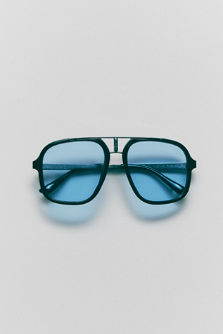 Женские солнцезащитные очки Free People Janis Detail Aviator Sunglasses, цвет: Чёрный / Синий — фото 2