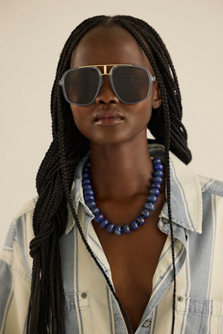 Janis Detail Aviator Sunglasses at Free People in Sky Blue