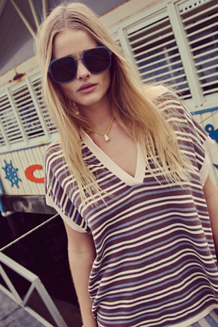 Janis Detail Aviator Sunglasses at Free People in Sky Blue