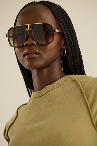 Janis Detail Aviator Sunglasses by Free People in Brown