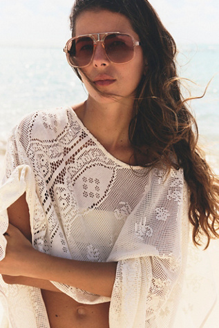 Janis Detail Aviator Sunglasses at Free People in Blush