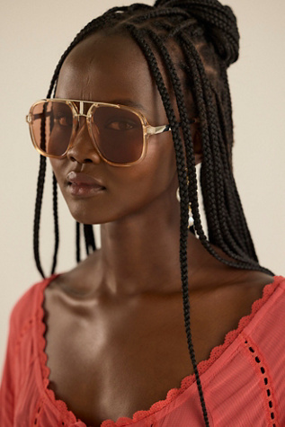 Janis Detail Aviator Sunglasses by Free People in Pink