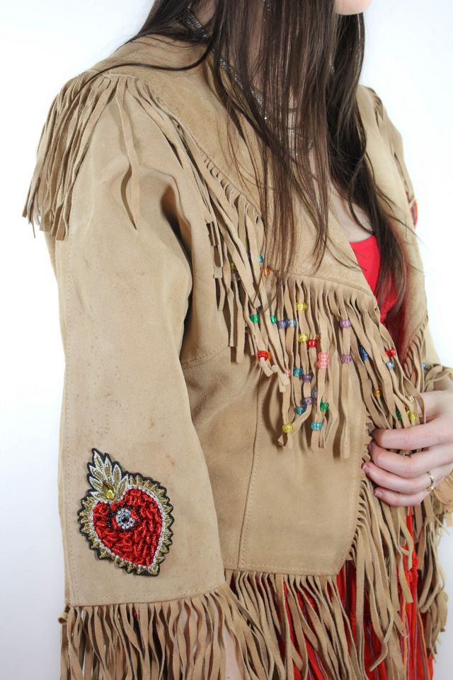 1970s Western Fringe Beaded Heart Patch Suede Jacket Selected By Moons + Junes Vintage #3