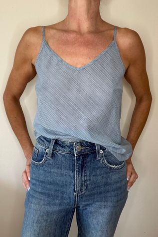 Light Blue Bias Mini Stripe Camisole Selected by Picky Jane