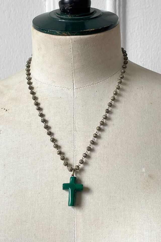 Vintage Filagree Chain Malachite Cross Charm Selected by MARMALADE #1