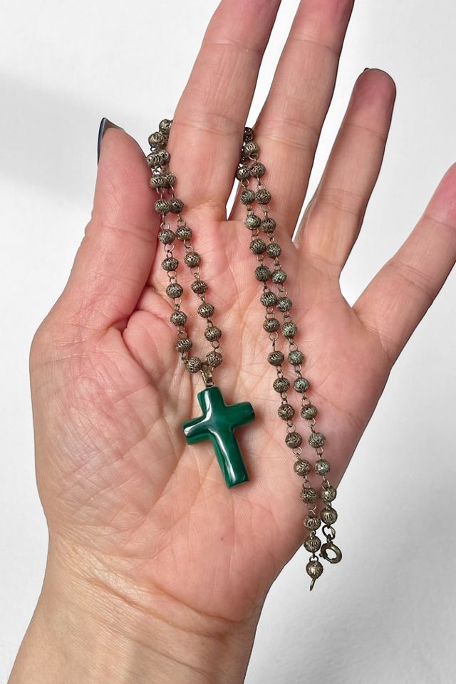 Vintage Filagree Chain Malachite Cross Charm Selected by MARMALADE #2