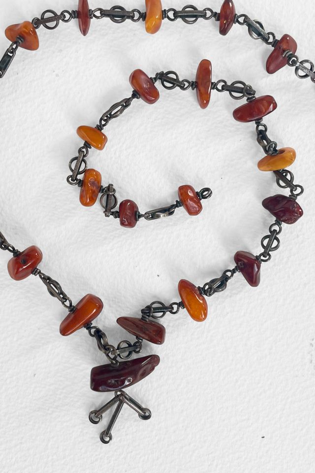 Antique Art Nouveau Silver Amber Fringe Necklace Selected by MARMALADE #1