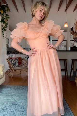 Vintage Handmade Puff Sleeve Dress Selected by Kikos Kloset