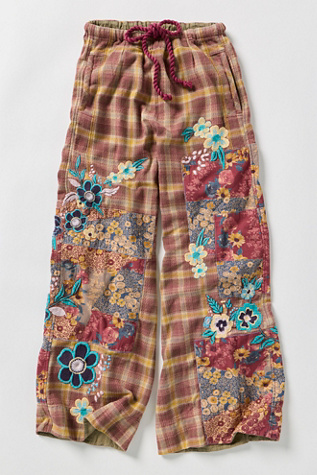 Brooks Embroidered Wide-Leg Patchwork Pants | Free People