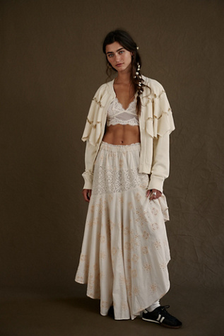 Doily Maxi Skirt by Free People in White, Size: XL