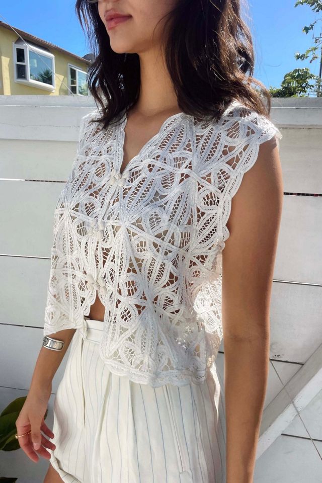 Battenburg Lace Vest Top Selected by Madly Vintage #1