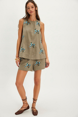 Strada Embroidered Co-Ord at Free People in Sage Combo, Size: XS