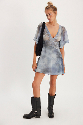 Robe Mini Chance On Me par Free People en Deep Ocean Combo, pour femme taille: S