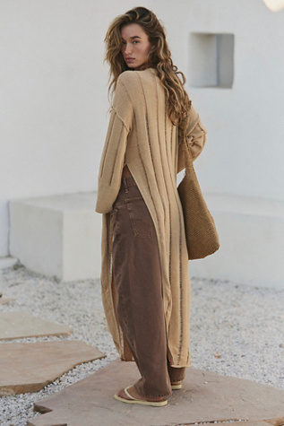 Echo Sweater Crew Neck Tunic by free-est at Free People in Tan, Size: S - Crew Neck